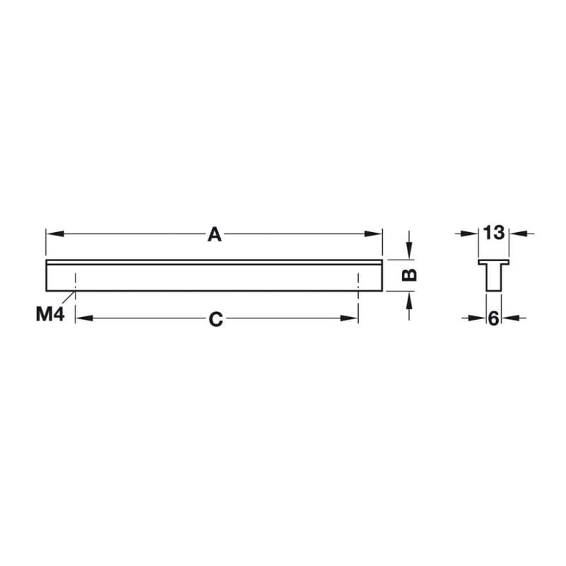 Tay nắm tủ dạng T Hafele 107.24.901 (mạ màu bạc)